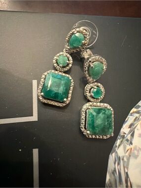 Authentic  Emerald and Diamond Melee earrings